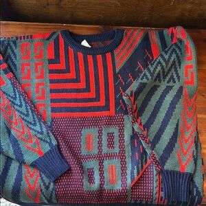 Vintage Russian Men’s Colorful Geometric Pattern Sweater